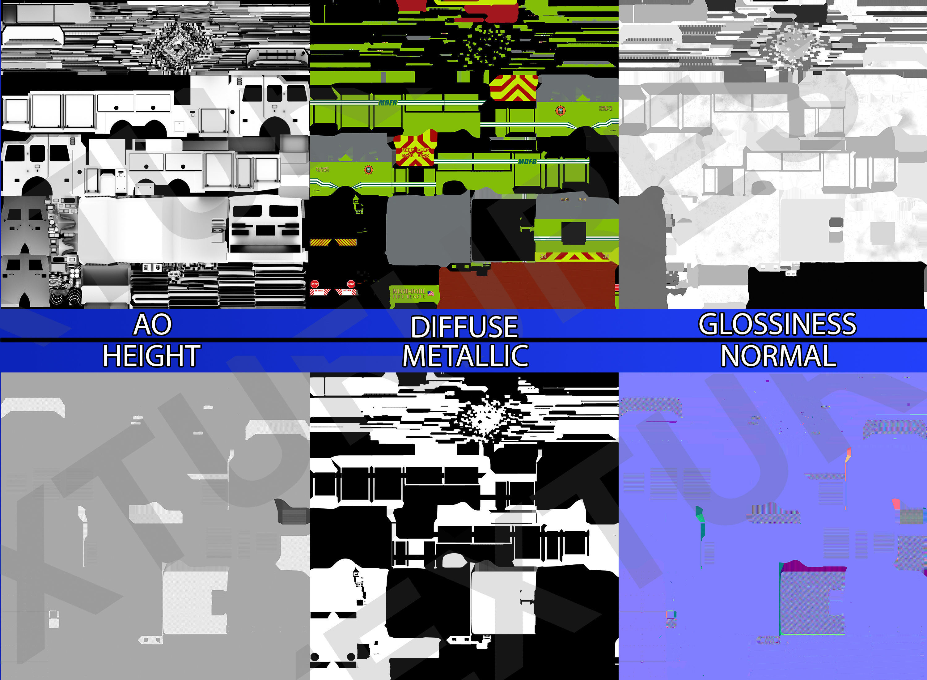 Fire Truck Aerial Platform Miame Dade Low-poly 3D model_54