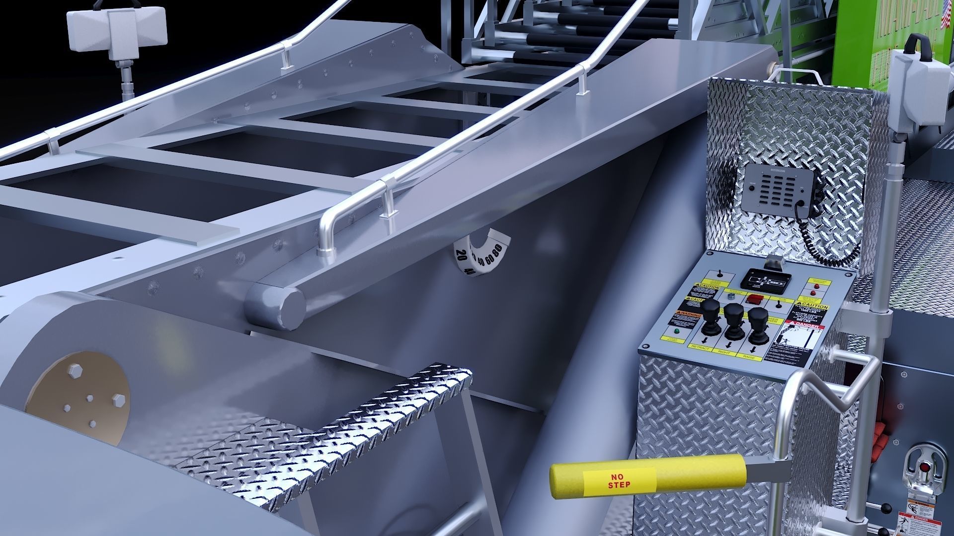 Fire Truck Aerial Platform Miame Dade Low-poly 3D model_19