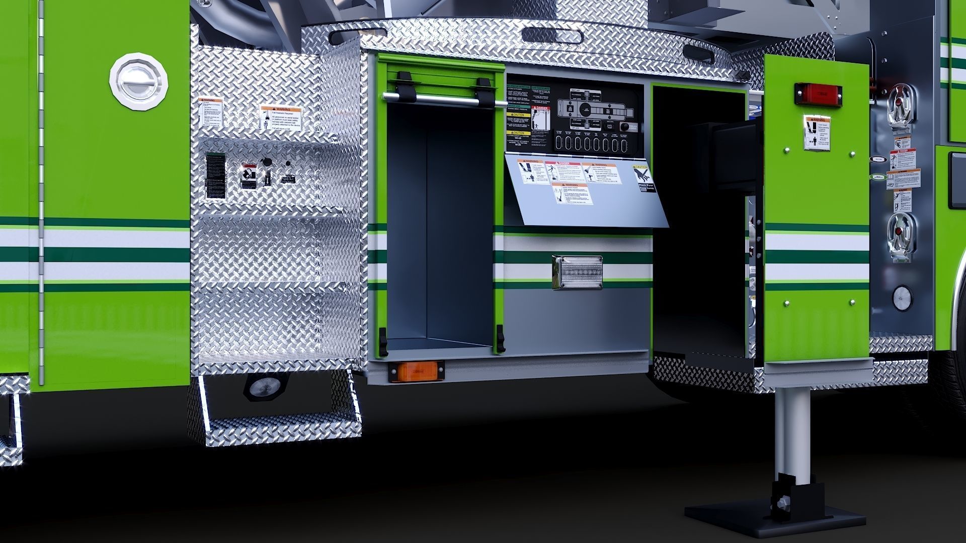 Fire Truck Aerial Platform Miame Dade Low-poly 3D model_16