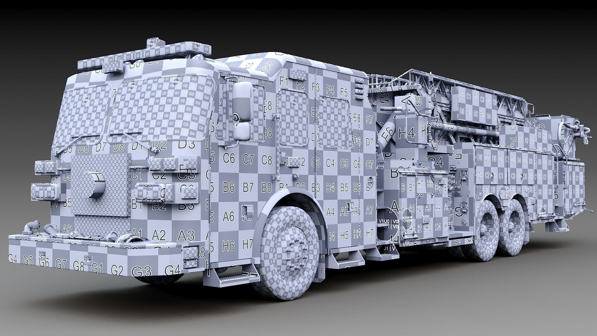 Fire Truck Aerial Platform Miame Dade Low-poly 3D model_33
