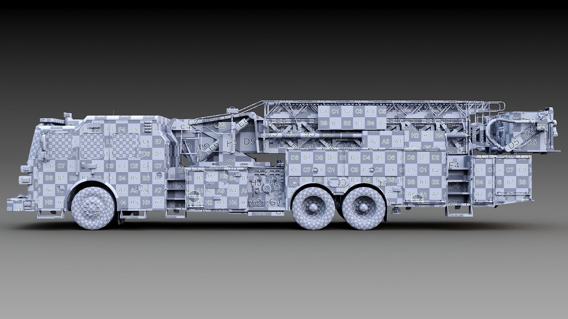 Fire Truck Aerial Platform Miame Dade Low-poly 3D model_36