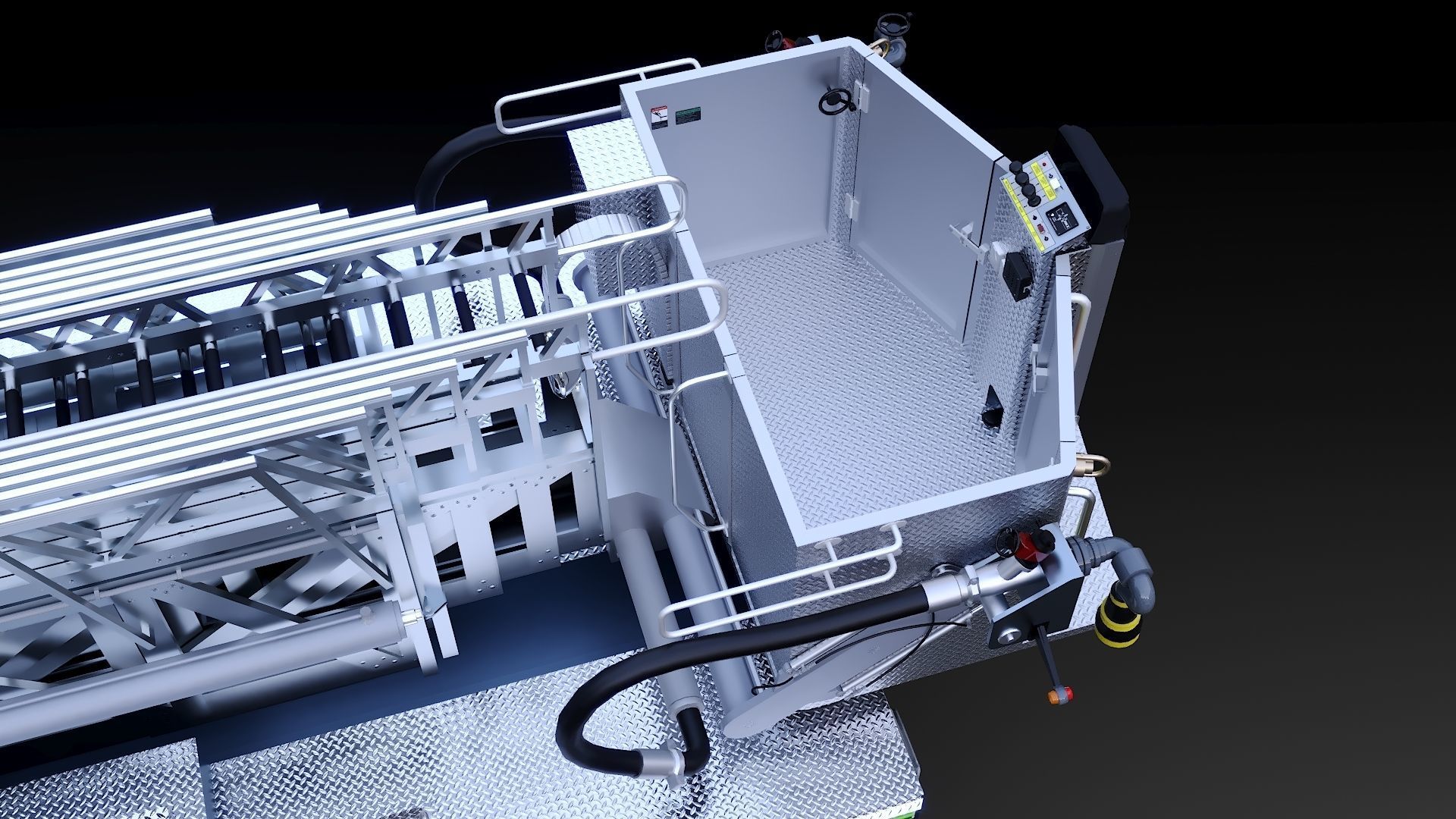 Fire Truck Aerial Platform Miame Dade Low-poly 3D model_13