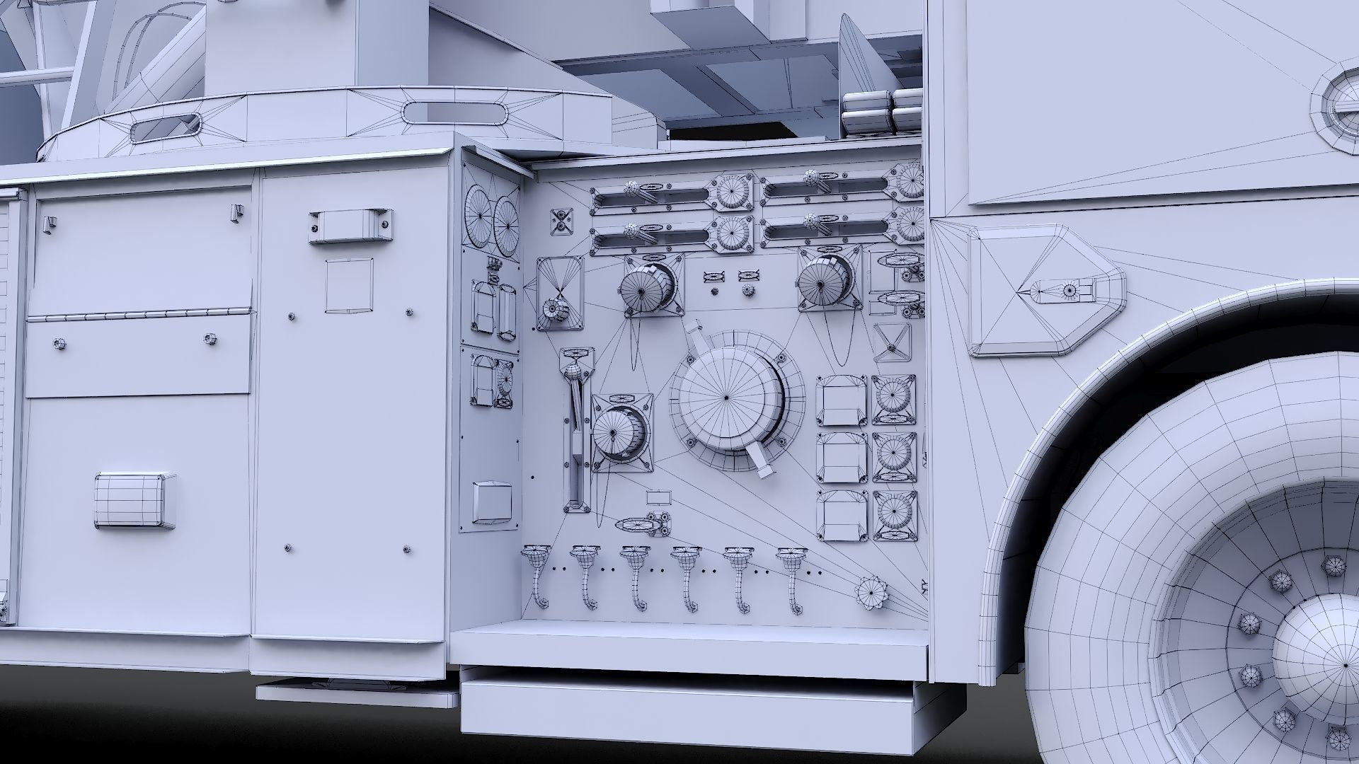 Fire Truck Aerial Platform Miame Dade Low-poly 3D model_49