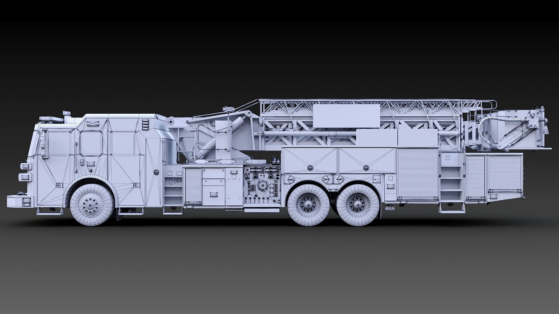 Fire Truck Aerial Platform Miame Dade Low-poly 3D model_46