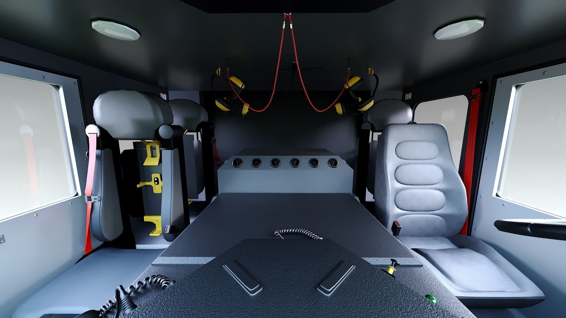 Fire Truck Aerial Platform Miame Dade Low-poly 3D model_21