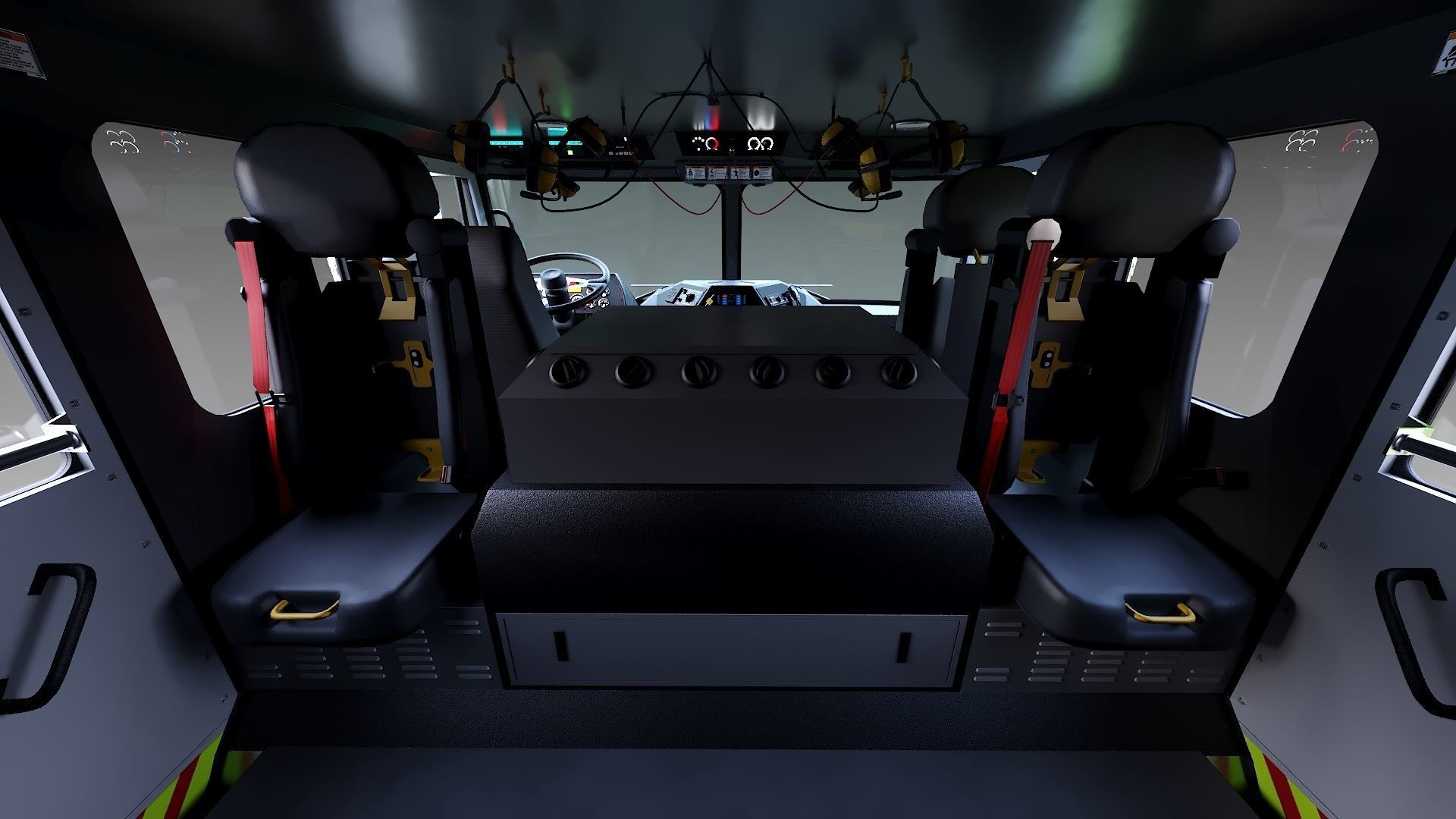 Fire Truck Aerial Platform Miame Dade Low-poly 3D model_22