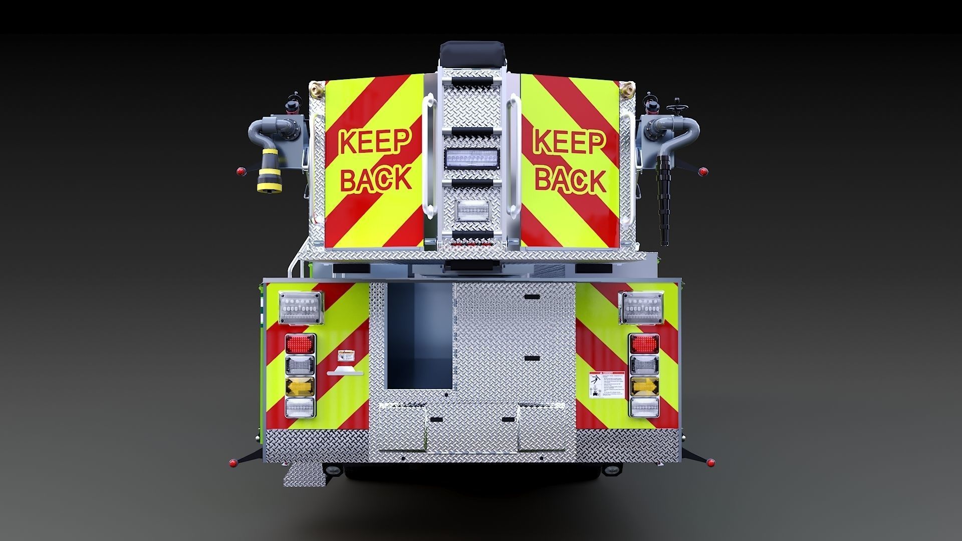 Fire Truck Aerial Platform Miame Dade Low-poly 3D model_6