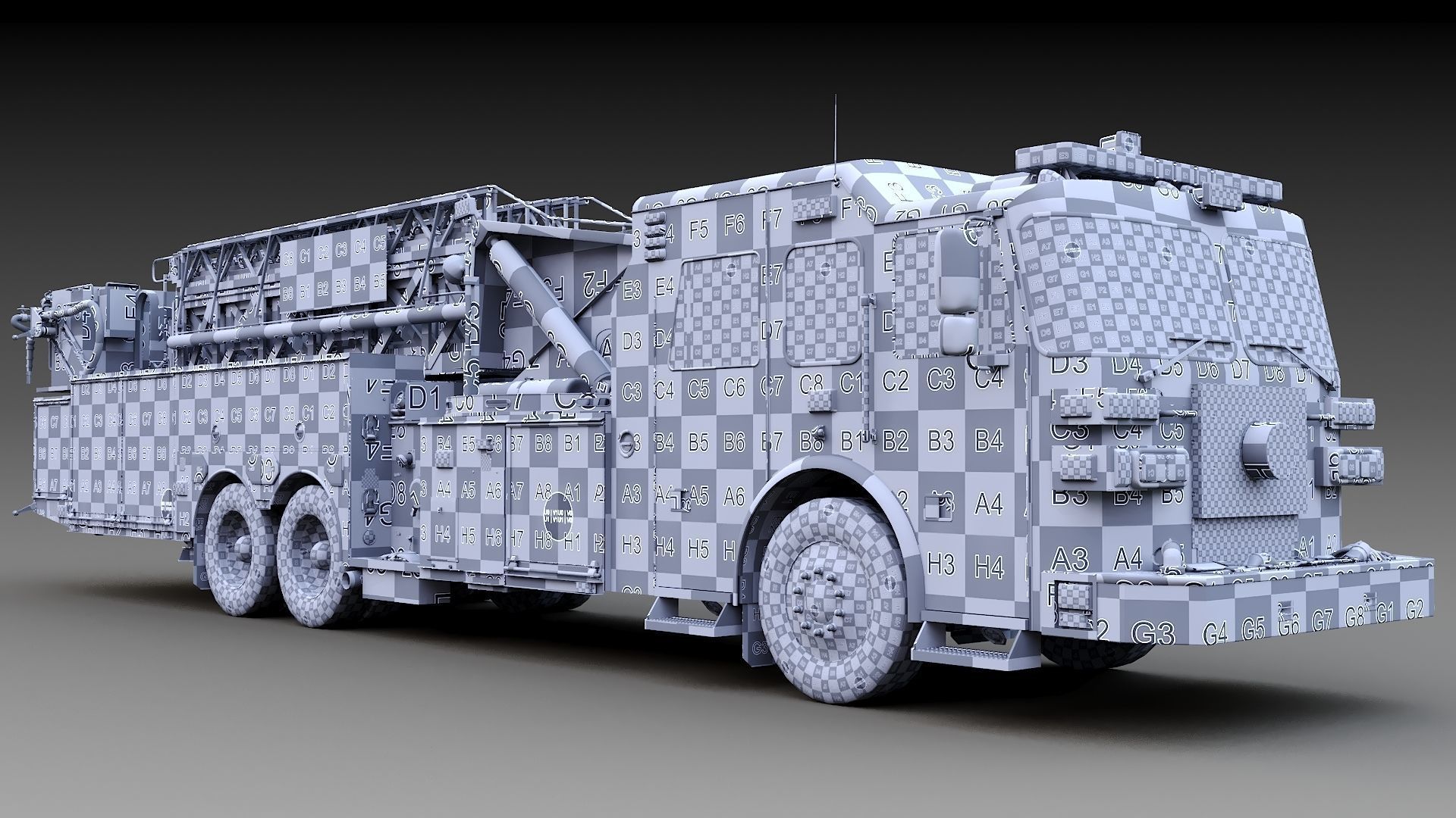 Fire Truck Aerial Platform Miame Dade Low-poly 3D model_34