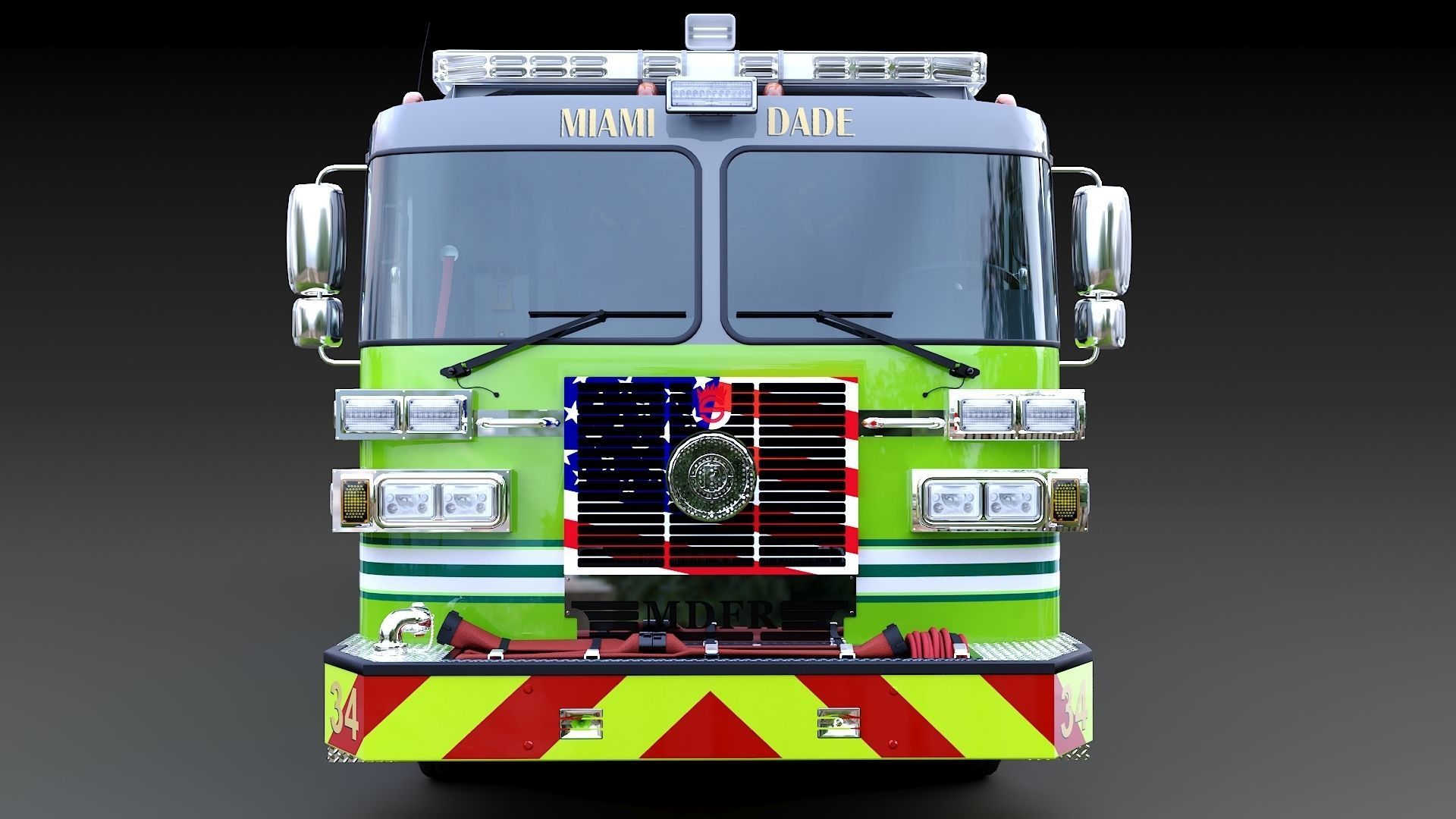 Fire Truck Aerial Platform Miame Dade Low-poly 3D model_5