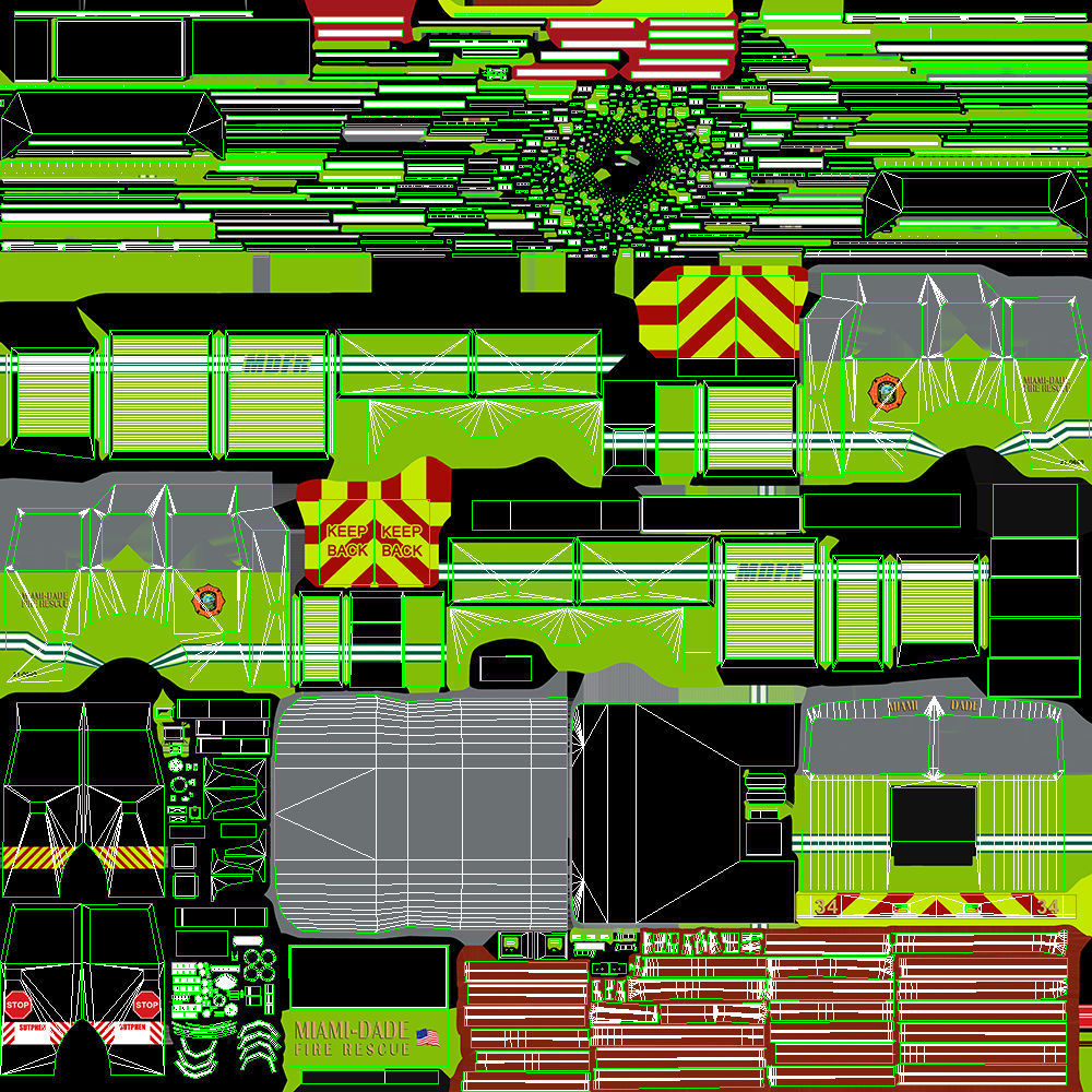 Fire Truck Aerial Platform Miame Dade Low-poly 3D model_53