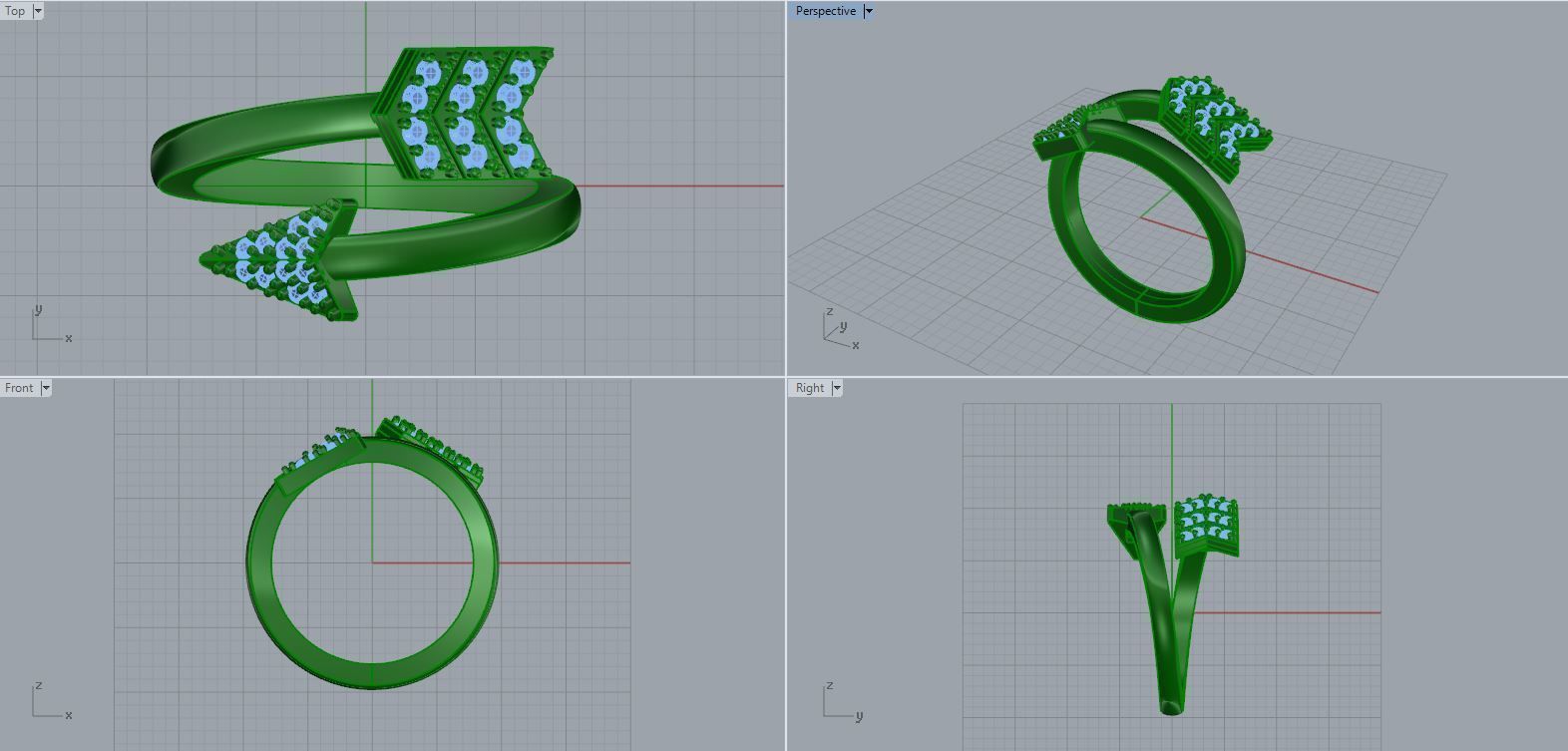 Arrow diamond ring 3D print model_1