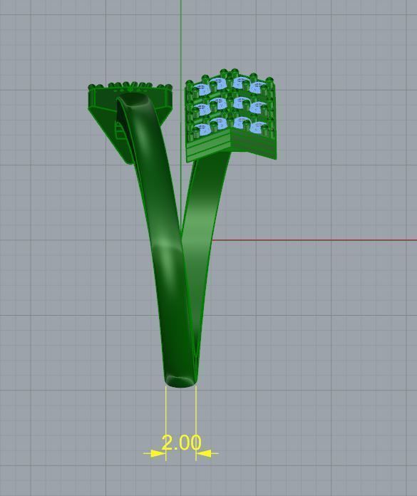 Arrow diamond ring 3D print model_4