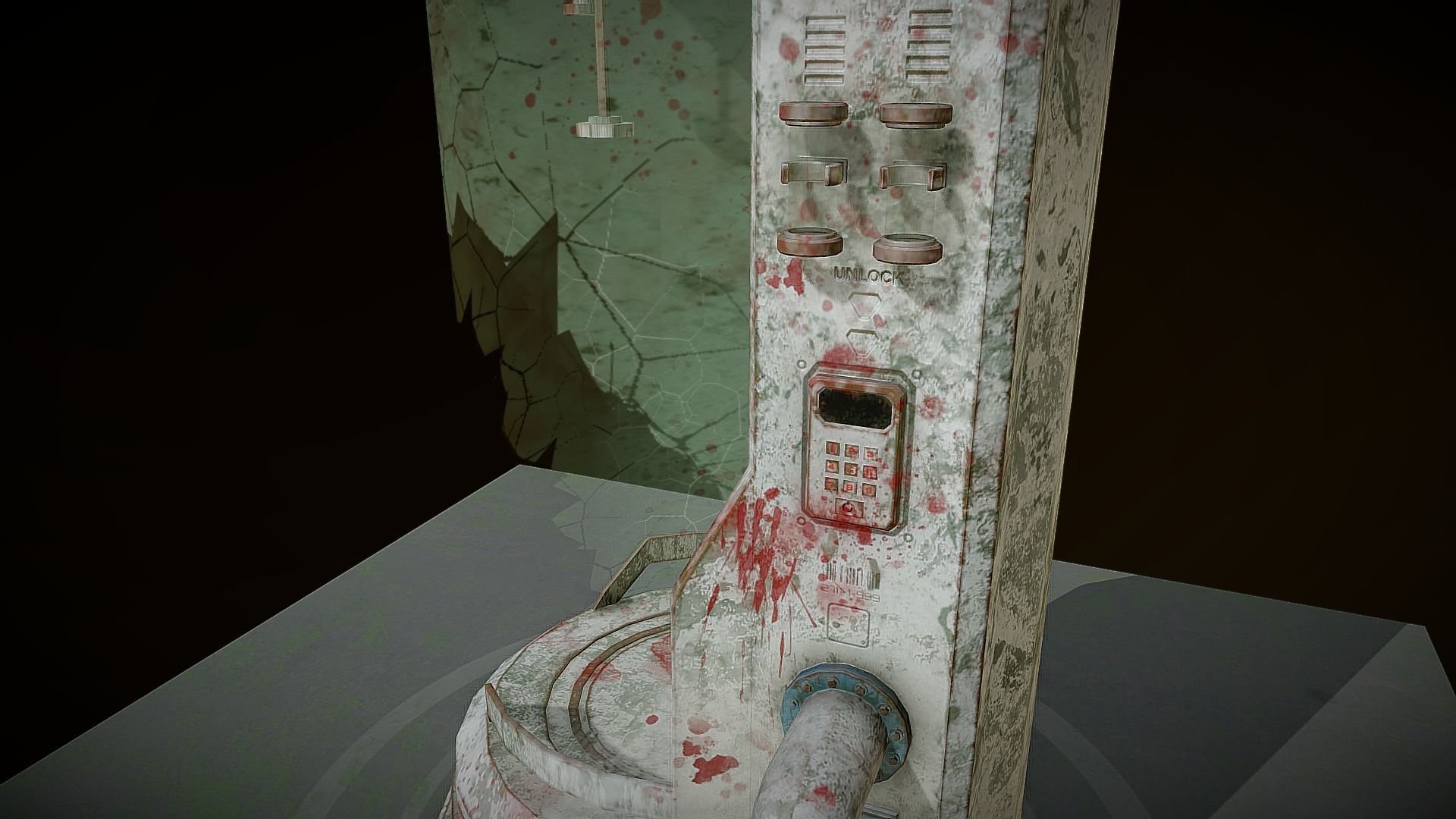 Sci-fi Old Laboratory Capsule Low-poly 3D model_9