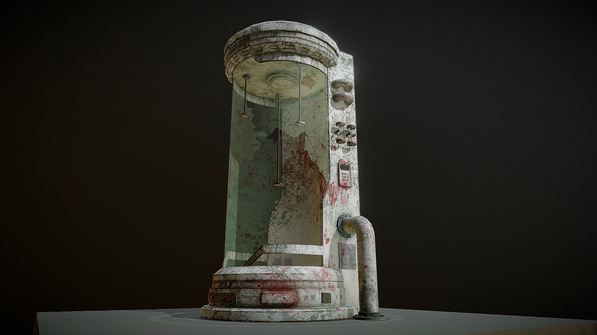 Sci-fi Old Laboratory Capsule Low-poly 3D model_5