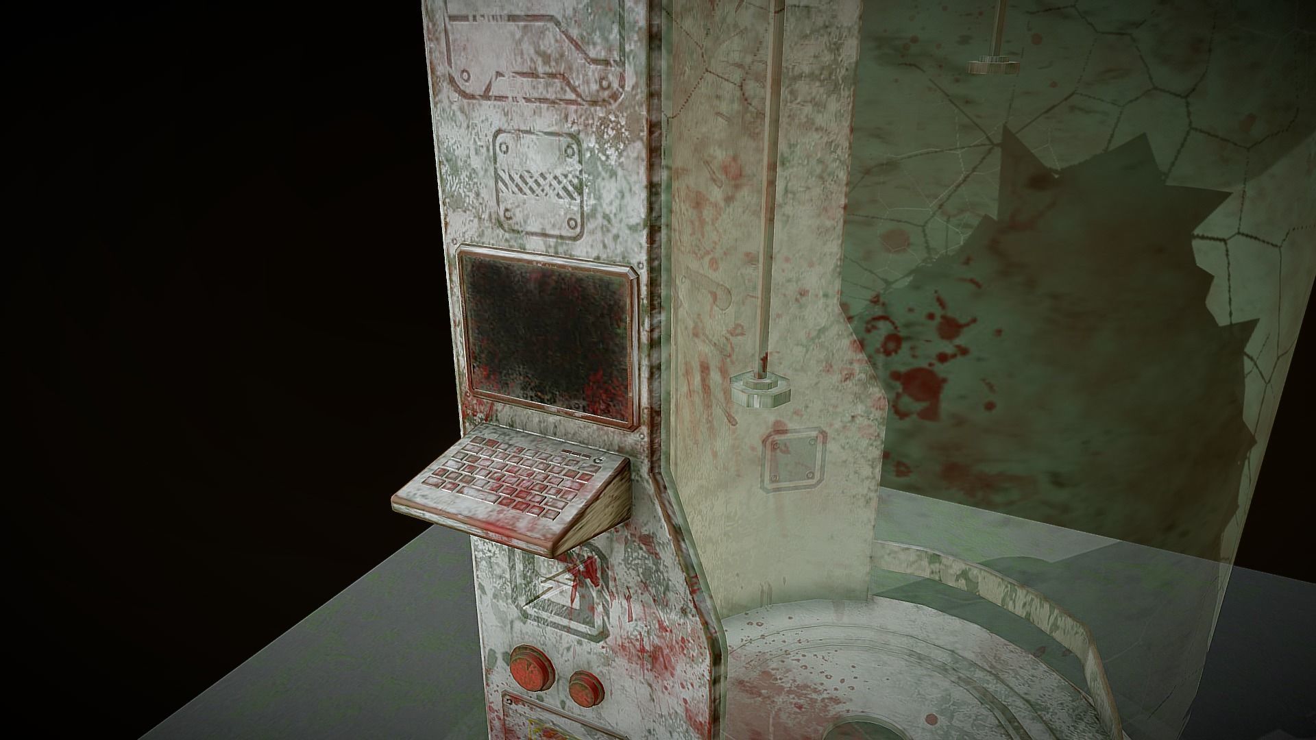 Sci-fi Old Laboratory Capsule Low-poly 3D model_10