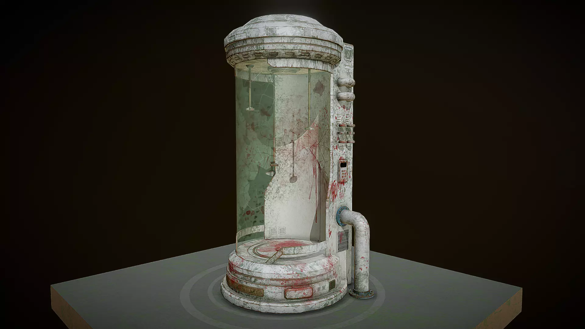 Sci-fi Old Laboratory Capsule Low-poly 3D model_0