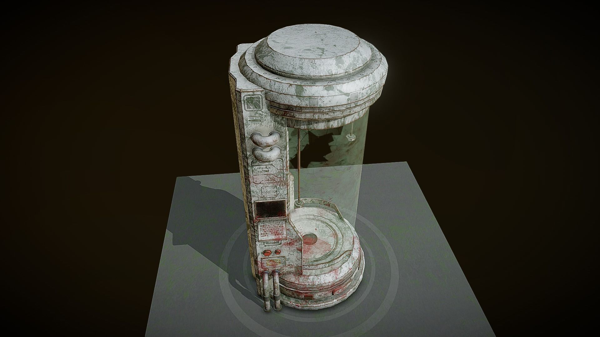 Sci-fi Old Laboratory Capsule Low-poly 3D model_4