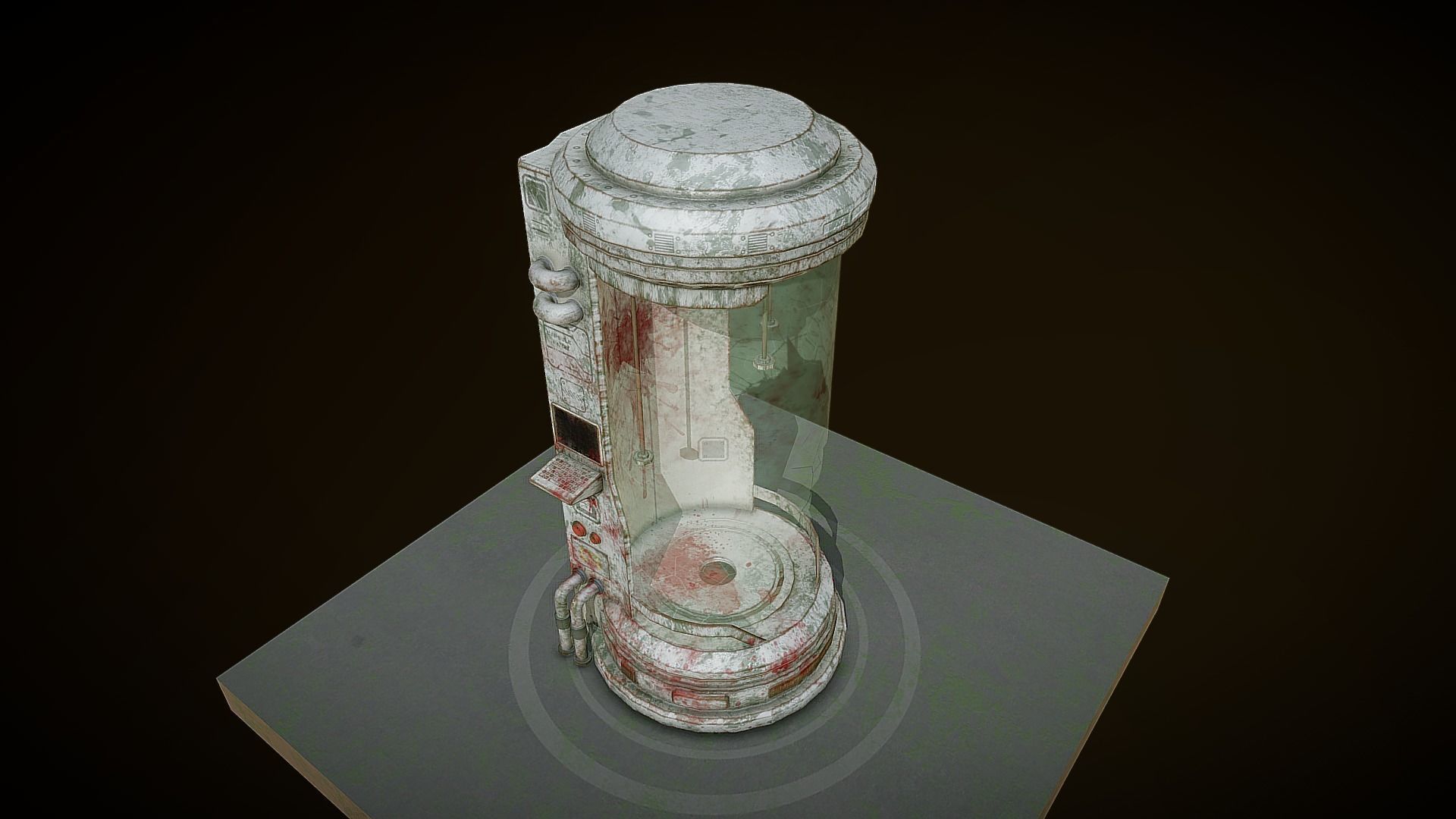 Sci-fi Old Laboratory Capsule Low-poly 3D model_12