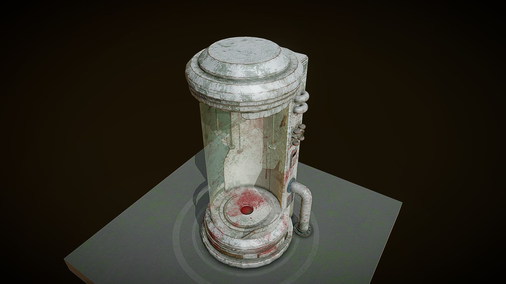 Sci-fi Old Laboratory Capsule Low-poly 3D model_11