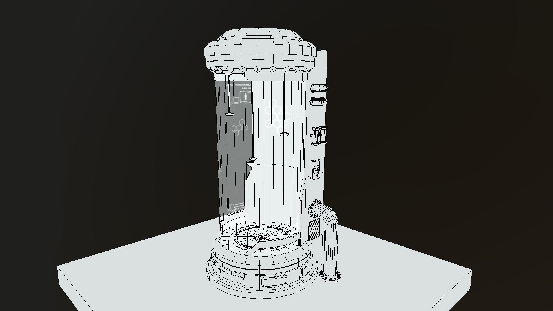 Sci-fi Old Laboratory Capsule Low-poly 3D model_13