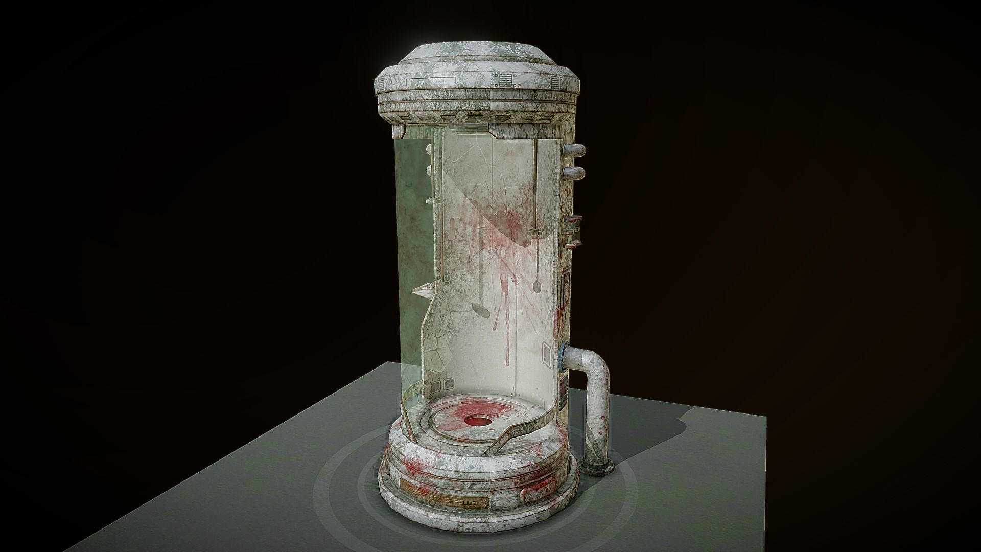 Sci-fi Old Laboratory Capsule Low-poly 3D model_6