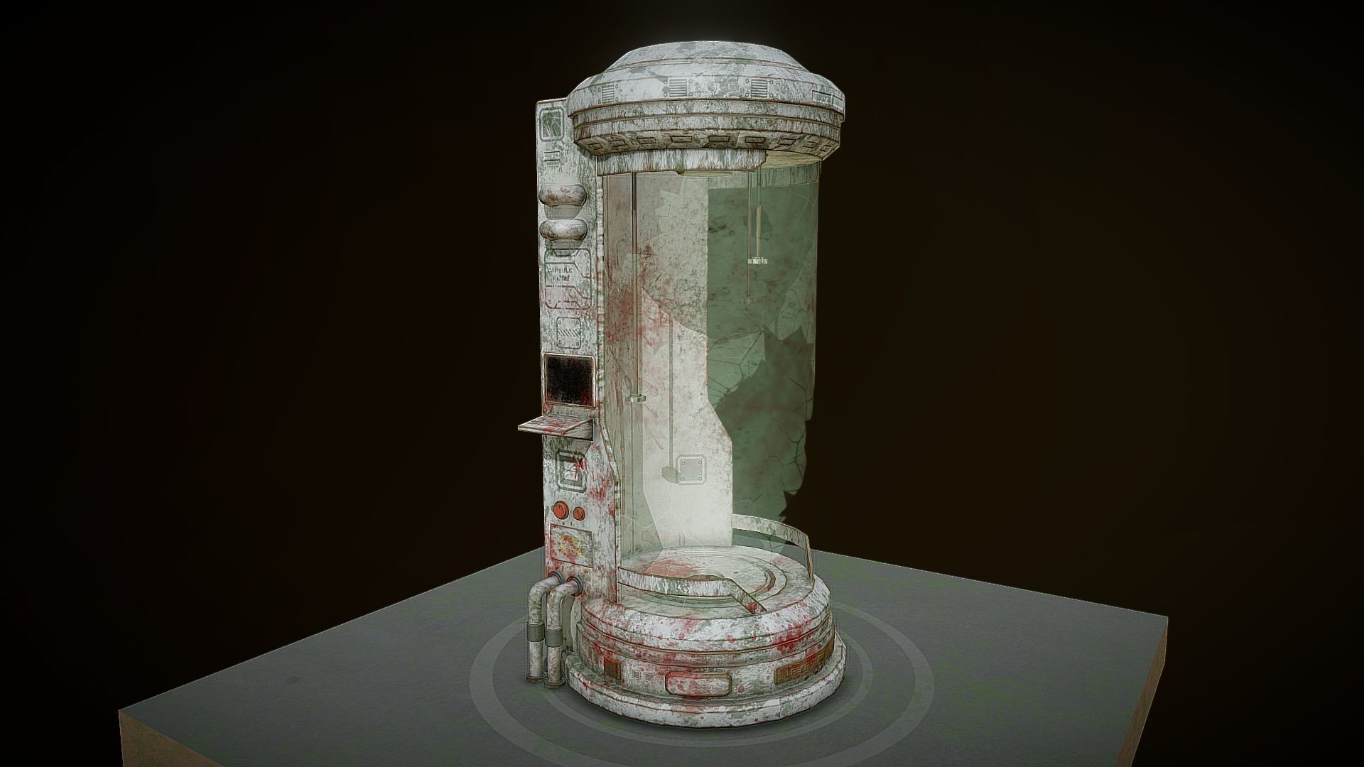 Sci-fi Old Laboratory Capsule Low-poly 3D model_1