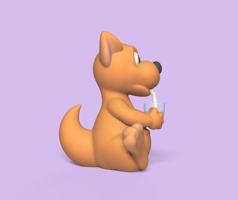 Kangaroo Drinking Juice 3D print model_2