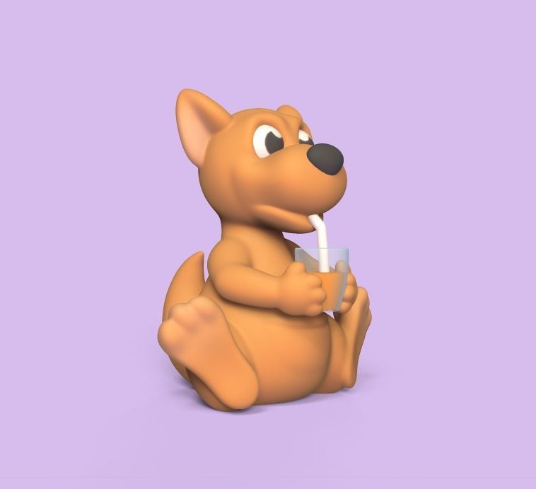 Kangaroo Drinking Juice 3D print model_1