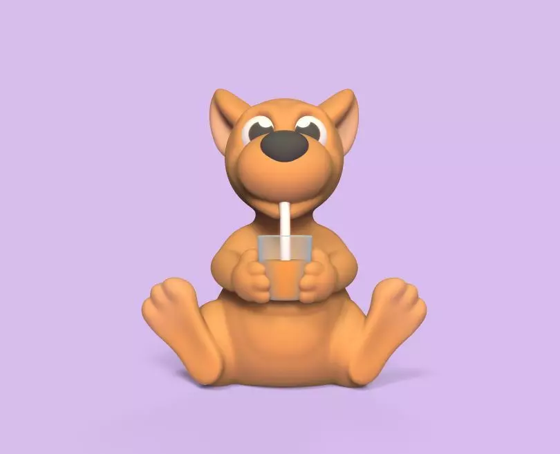 Kangaroo Drinking Juice 3D print model_0