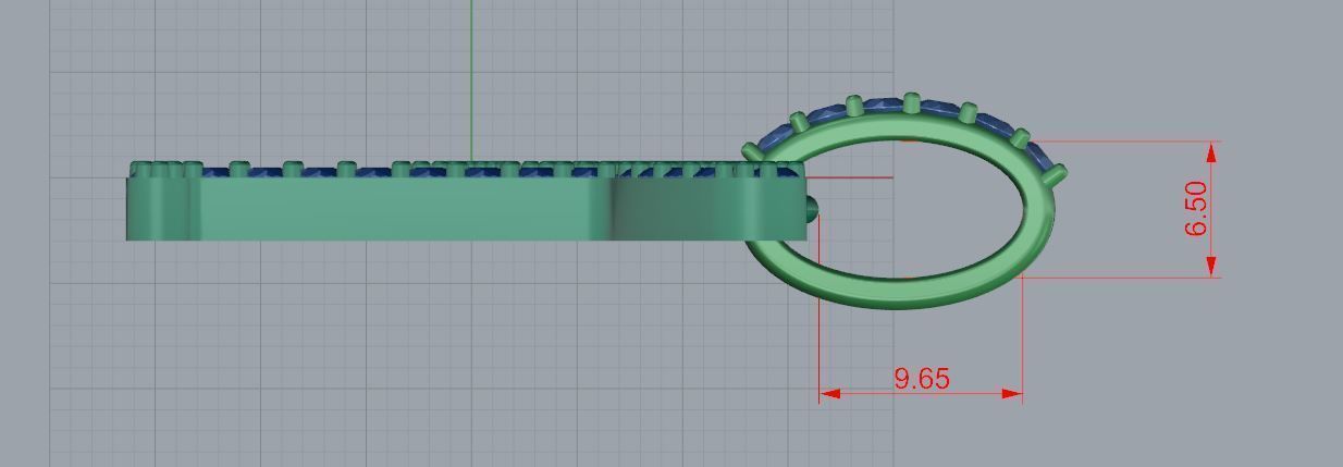 T pendant with stones 3D print model_2