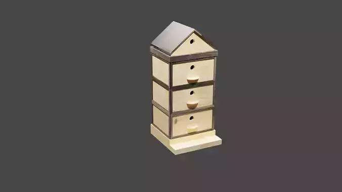  Stylized Wooden Beehive 
