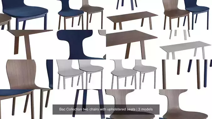 Bac Collection two chairs with upholstered seats 