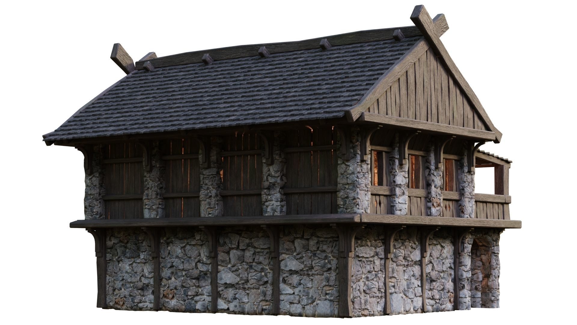 Old Medieval Building House 4K Textures GameReady 41 Low-poly 3D model_2