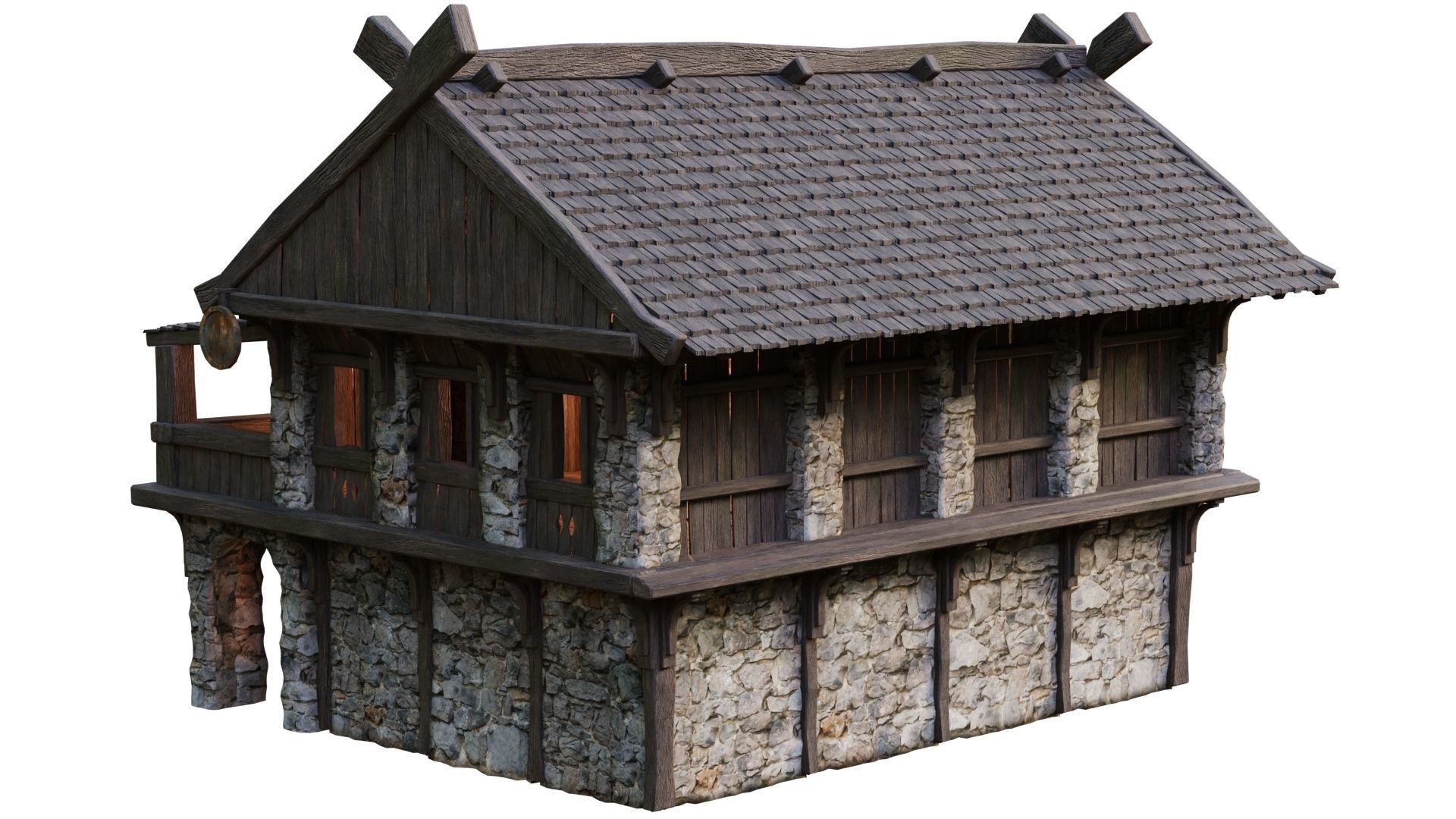 Old Medieval Building House 4K Textures GameReady 41 Low-poly 3D model_11