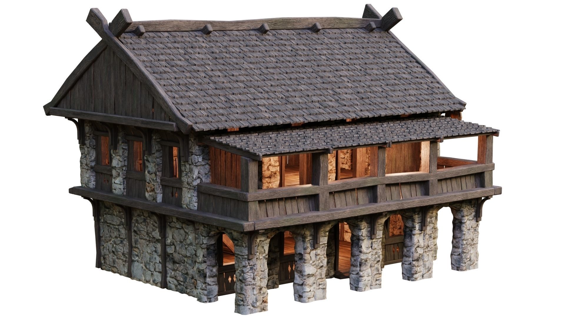 Old Medieval Building House 4K Textures GameReady 41 Low-poly 3D model_3
