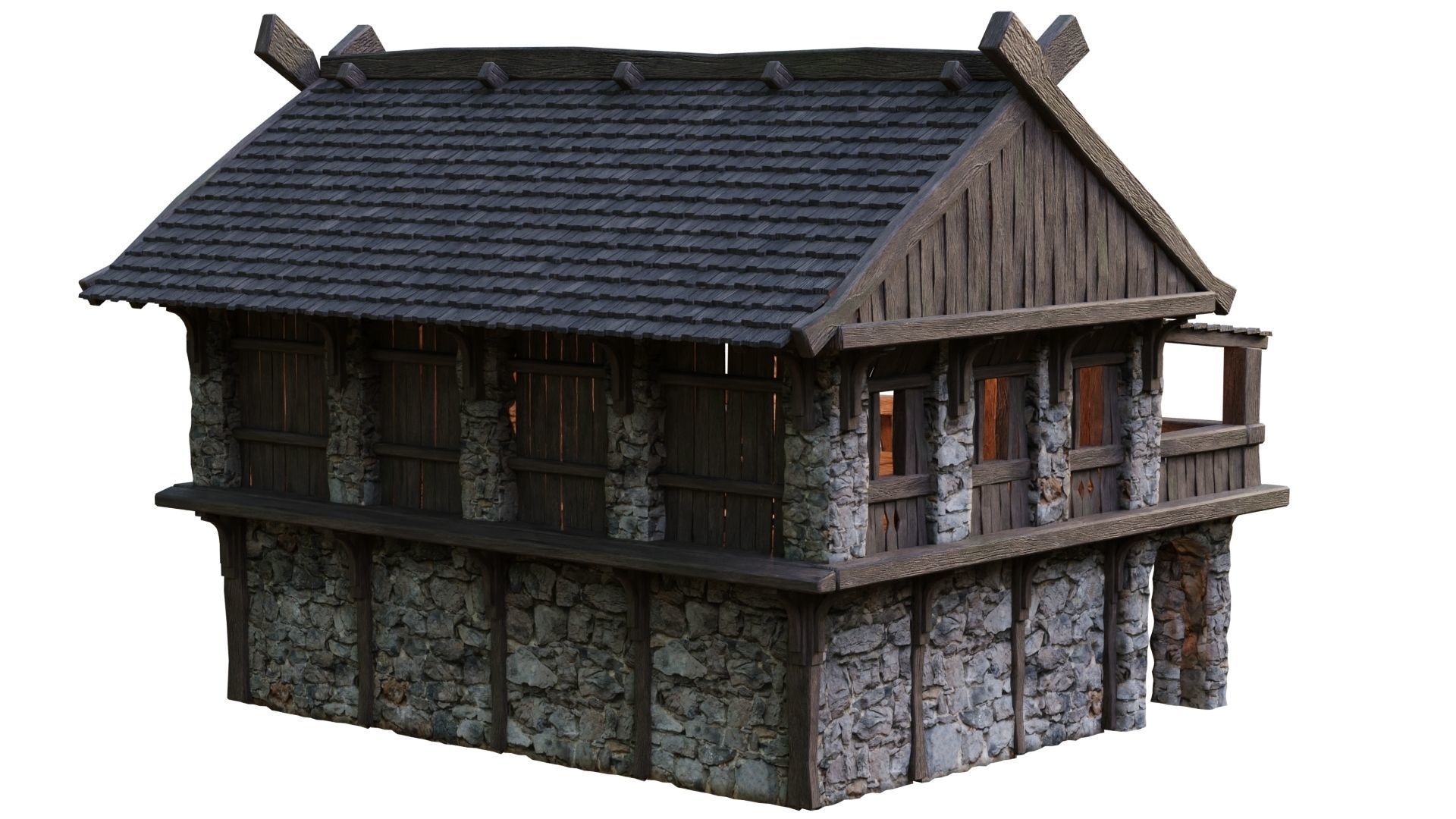 Old Medieval Building House 4K Textures GameReady 41 Low-poly 3D model_10