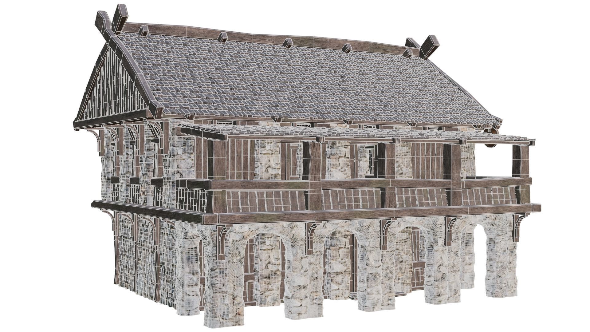 Old Medieval Building House 4K Textures GameReady 41 Low-poly 3D model_6