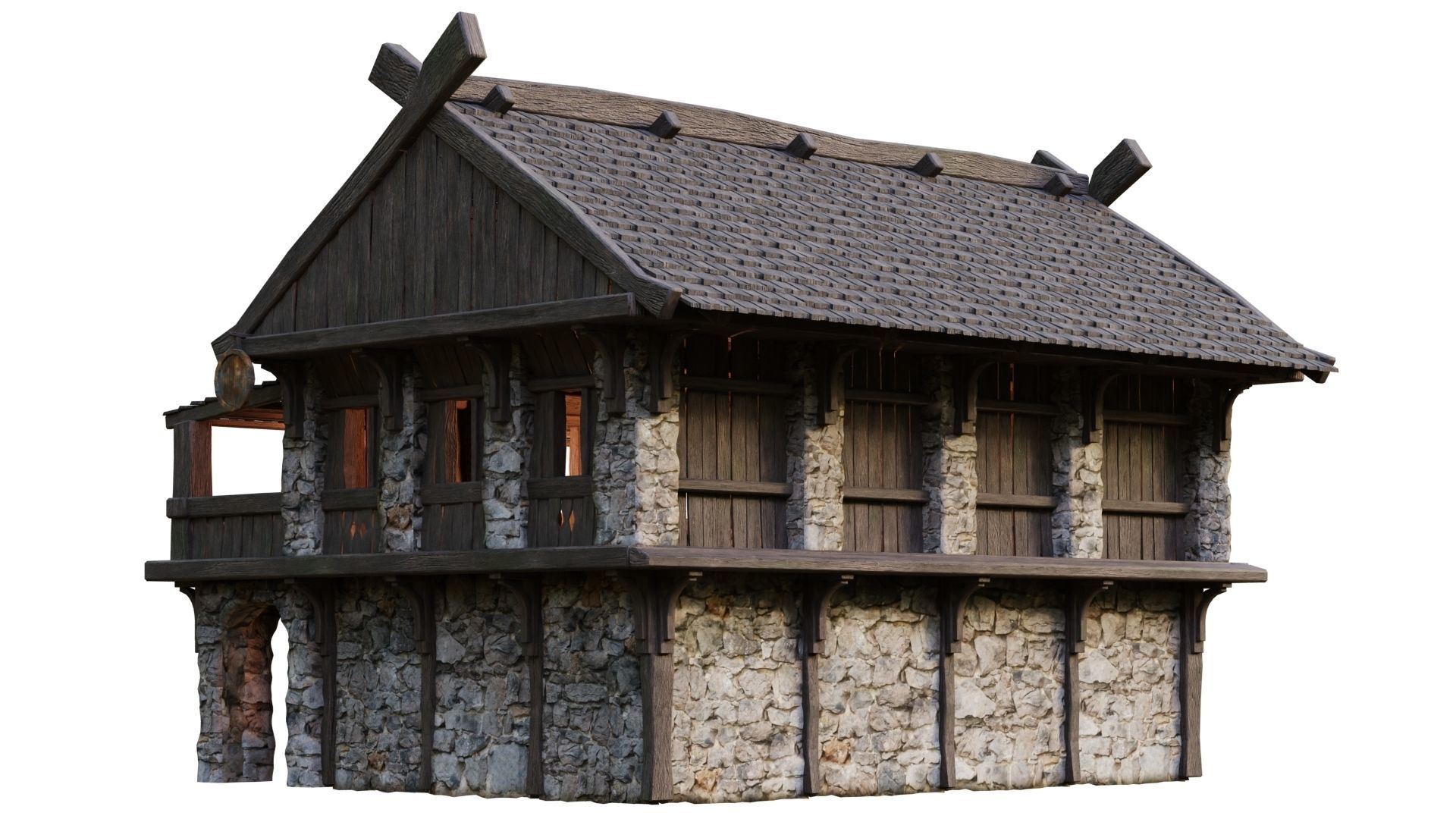 Old Medieval Building House 4K Textures GameReady 41 Low-poly 3D model_7