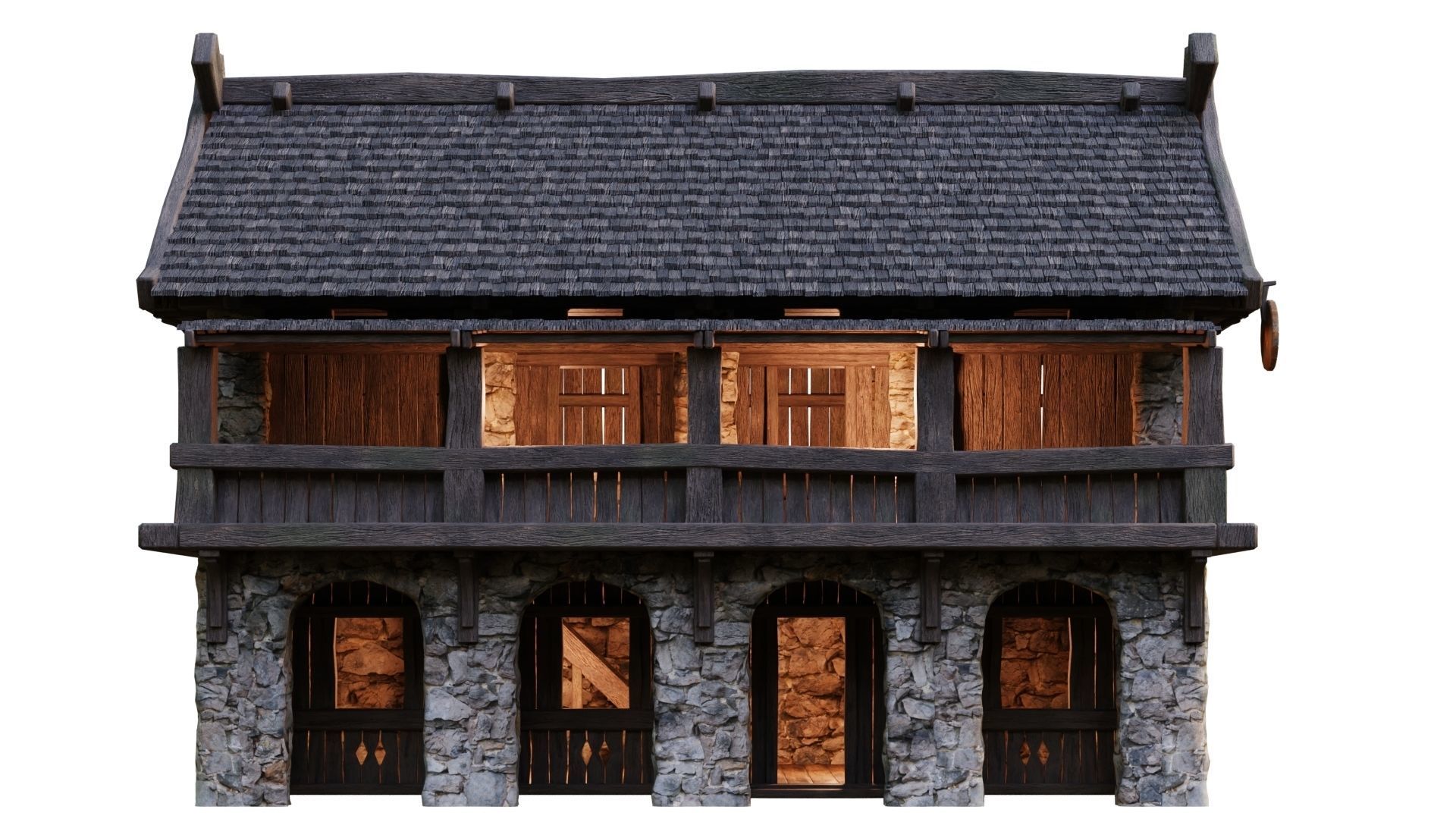 Old Medieval Building House 4K Textures GameReady 41 Low-poly 3D model_9