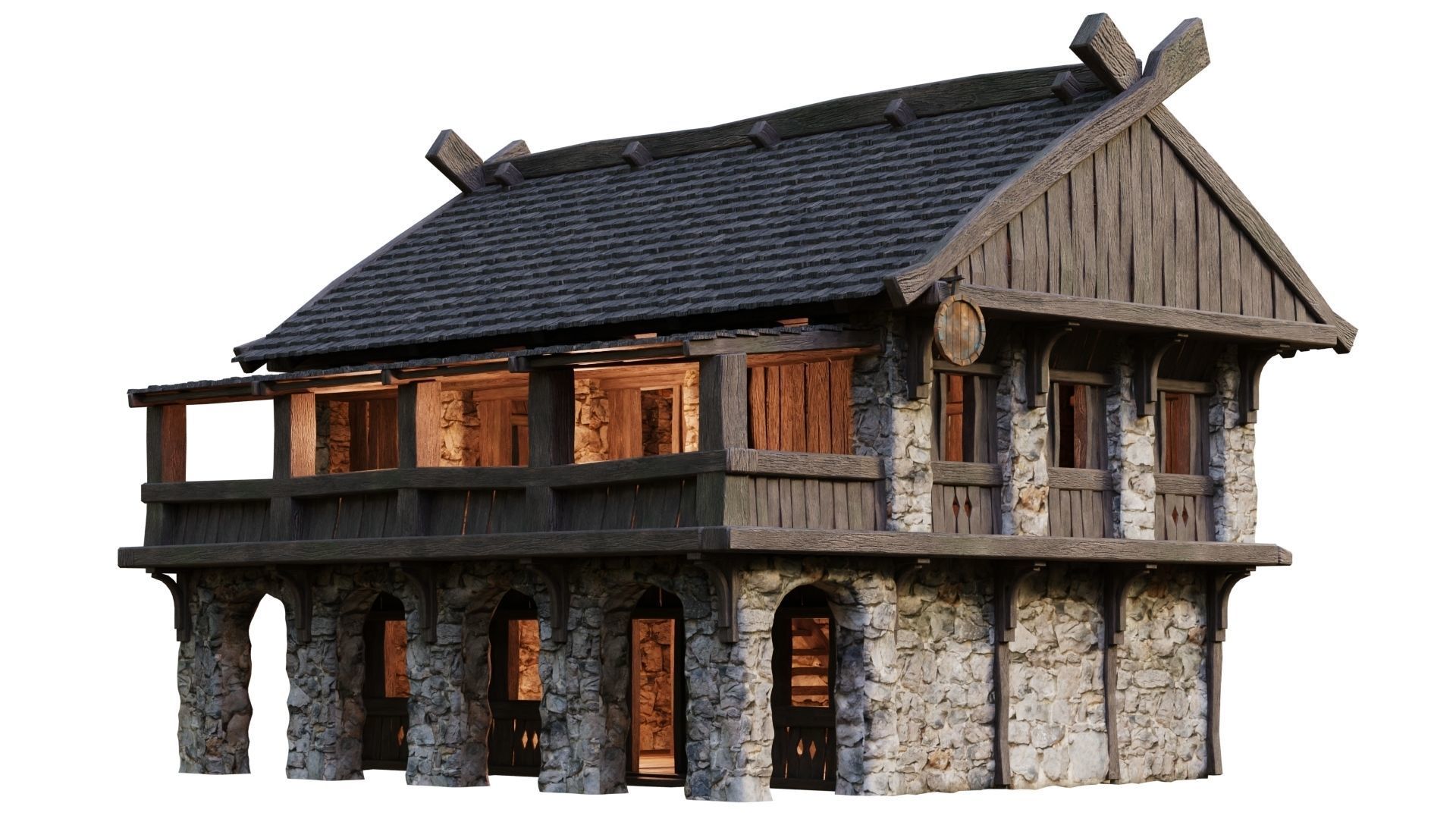 Old Medieval Building House 4K Textures GameReady 41 Low-poly 3D model_4