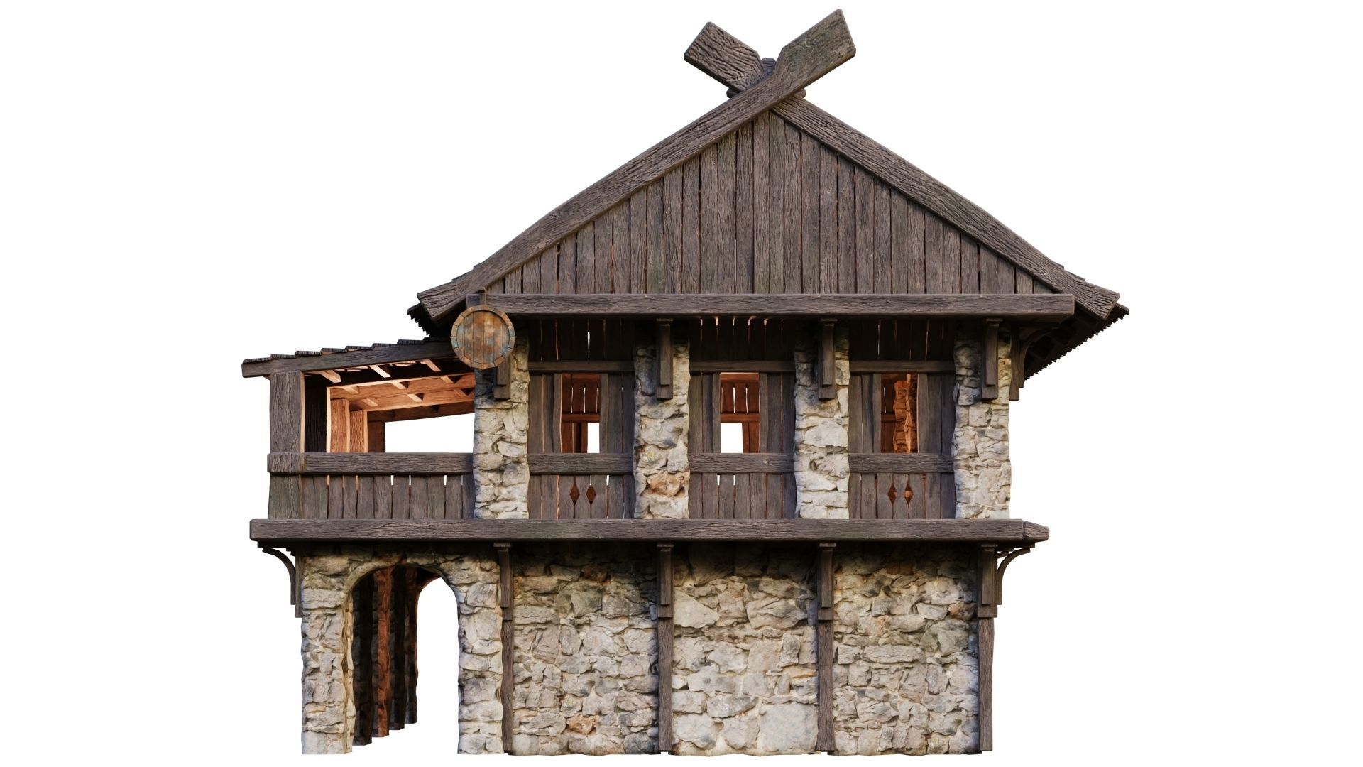 Old Medieval Building House 4K Textures GameReady 41 Low-poly 3D model_8