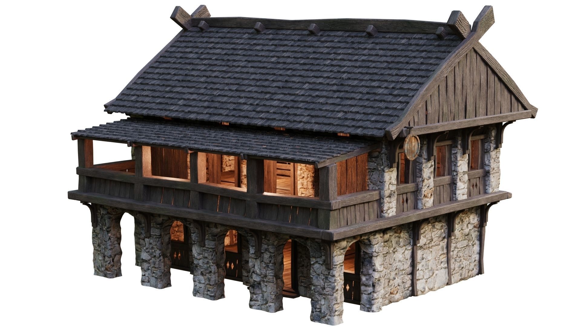 Old Medieval Building House 4K Textures GameReady 41 Low-poly 3D model_12