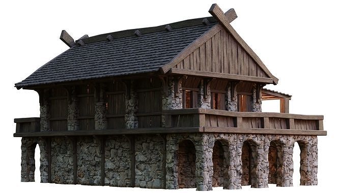 Old Medieval Building House 4K Textures GameReady 42 Low-poly 3D model 7