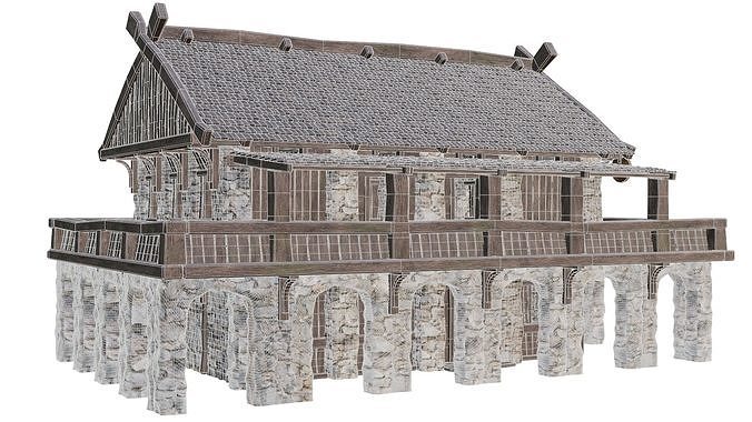 Old Medieval Building House 4K Textures GameReady 42 Low-poly 3D model 6