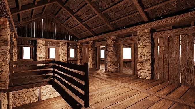 Old Medieval Building House 4K Textures GameReady 42 Low-poly 3D model 5