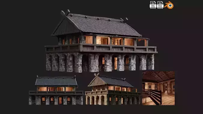 Old Medieval Building House 4K Textures GameReady 42