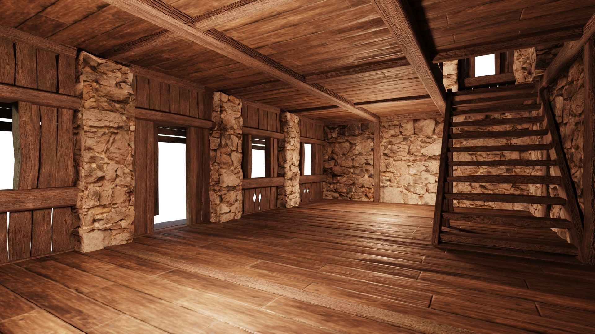 Old Medieval Building House 4K Textures GameReady 43 Low-poly 3D model_5