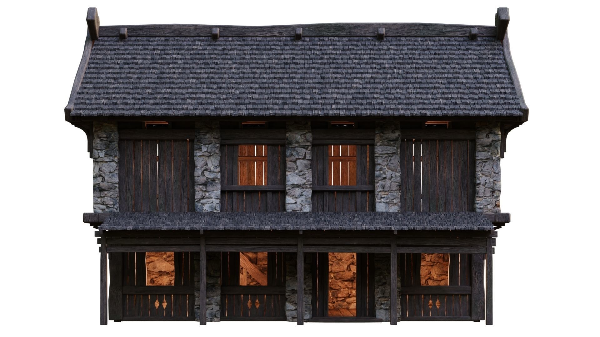 Old Medieval Building House 4K Textures GameReady 43 Low-poly 3D model_2