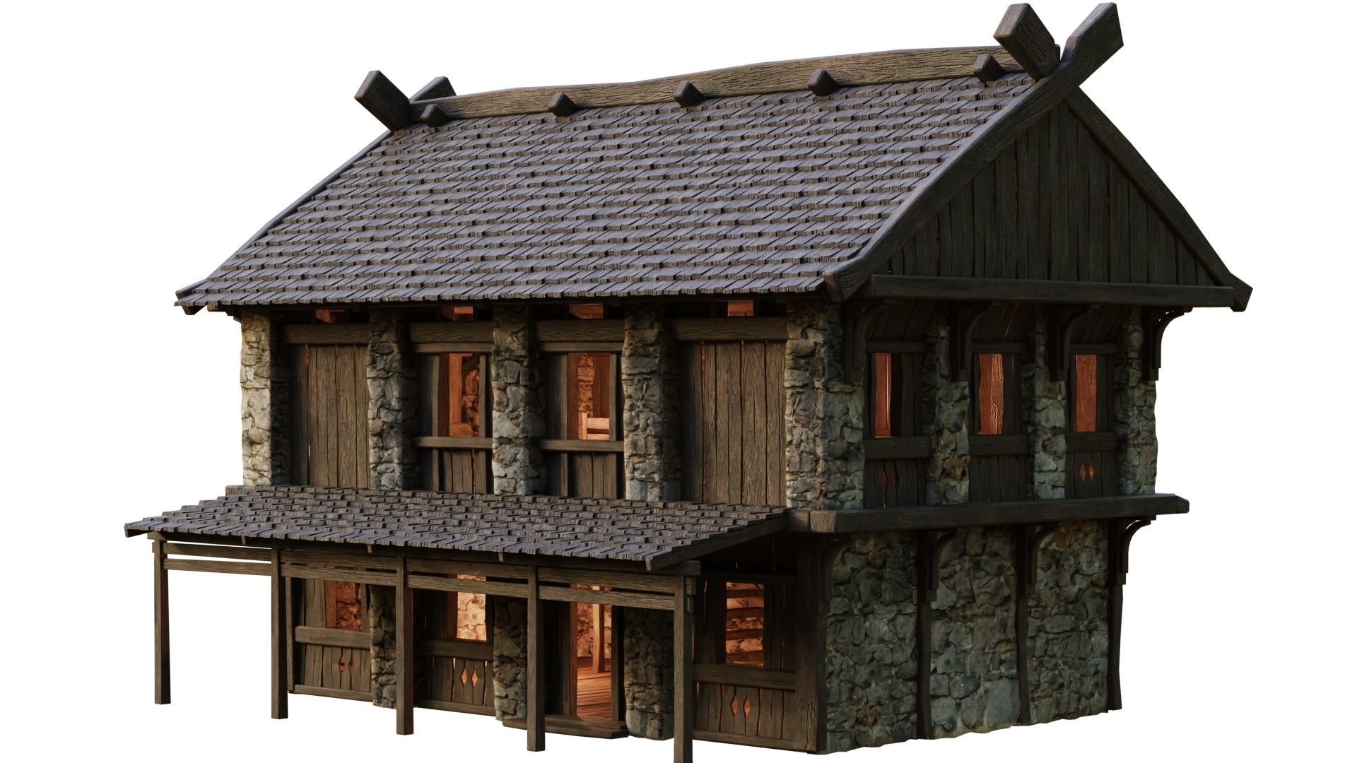 Old Medieval Building House 4K Textures GameReady 43 Low-poly 3D model_4