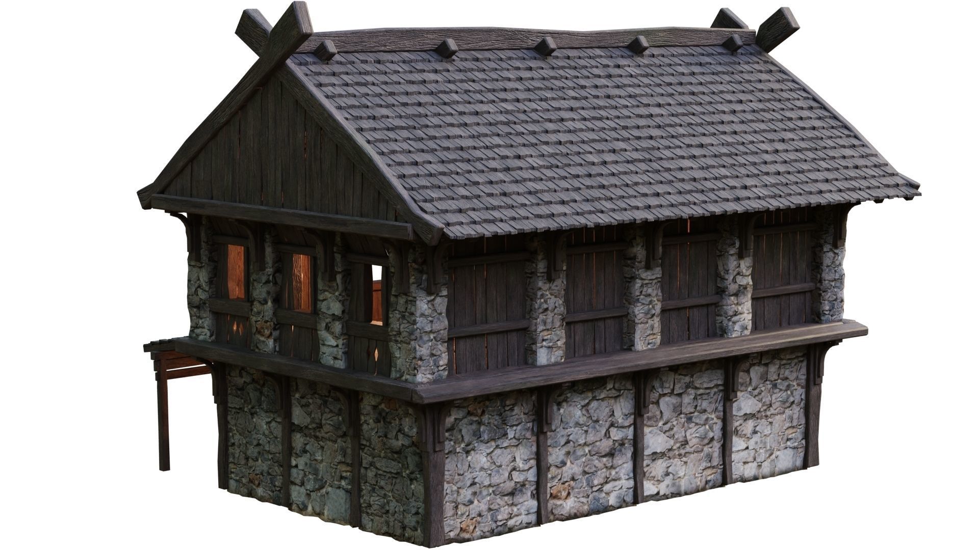 Old Medieval Building House 4K Textures GameReady 43 Low-poly 3D model_12